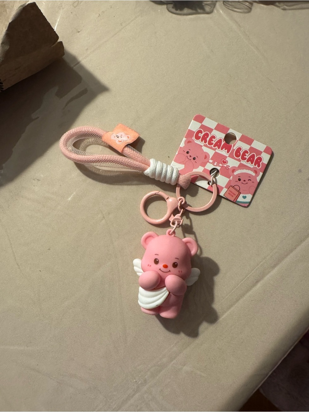 Pink Bear Keychain Wrist Strap